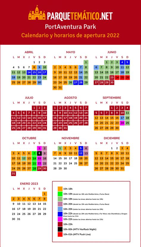 calendario de afluencia port aventura|calendario portaventura 2022.